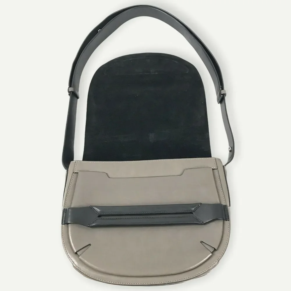 rag & bone Smoke Gray Leather Flap Saddle Bag 3-Way Strap Shoulder 9”H 11”W 2”D - Picture 7 of 15